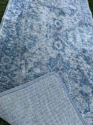 Alfombra azul lavable para pasillo/cocina