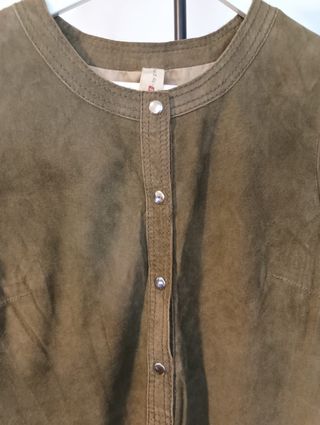 Vestido piel ante verde corto