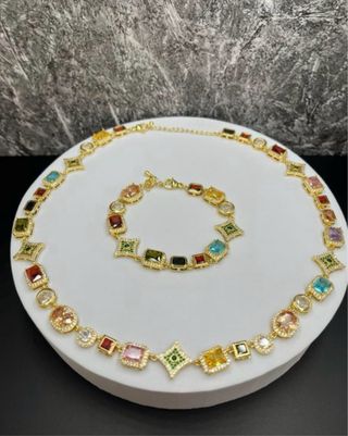 Collar y Pulsera Dama/Hombre Laminado 14k