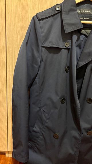 Gabardina Zara Azul Hombre