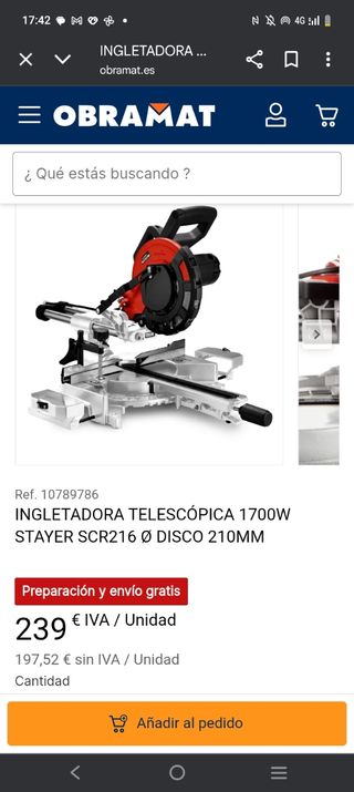 Ingletadora Stayer Telescópica 1700W