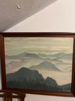 Cuadro óleo paisaje montañas