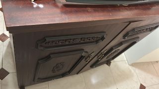 Mueble recibidor madera oscura