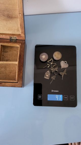 Scatola antica con gioielli argento '800