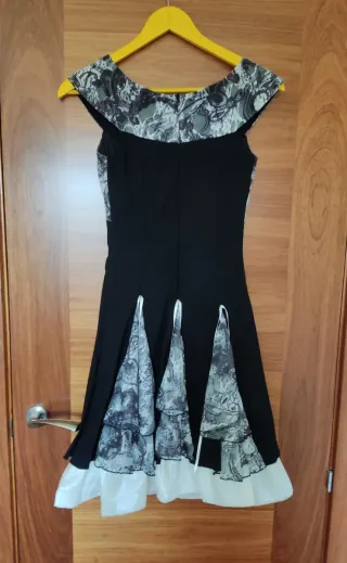 Vestido fiesta negro y multicolor