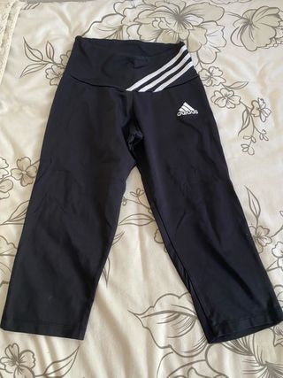Mallas Adidas Negras 3 Rayas Capri