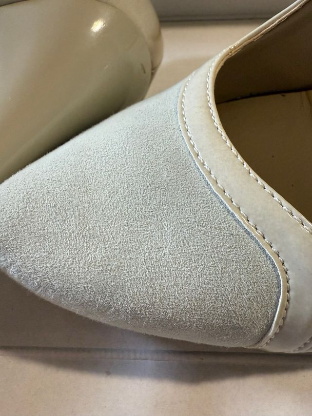 Arcadia Décolleté Panna Pelle Vera scamosciata 