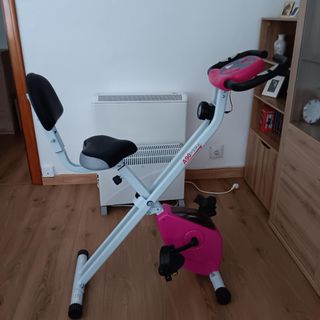 Bicicleta Estática Rosa y Blanca