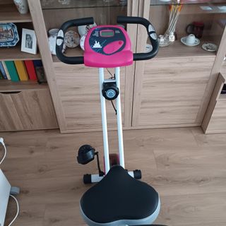 Bicicleta Estática Rosa y Blanca