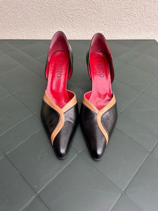 Scarpe tacco Conbipel nero/beige interno rosso