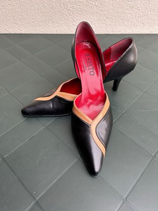 Scarpe tacco Conbipel nero/beige interno rosso