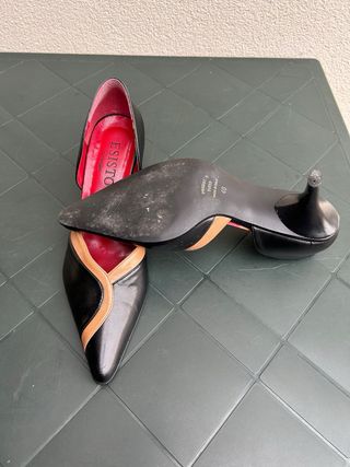 Scarpe tacco Conbipel nero/beige interno rosso