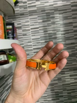 Pulsera Hermès H Dorada Naranja