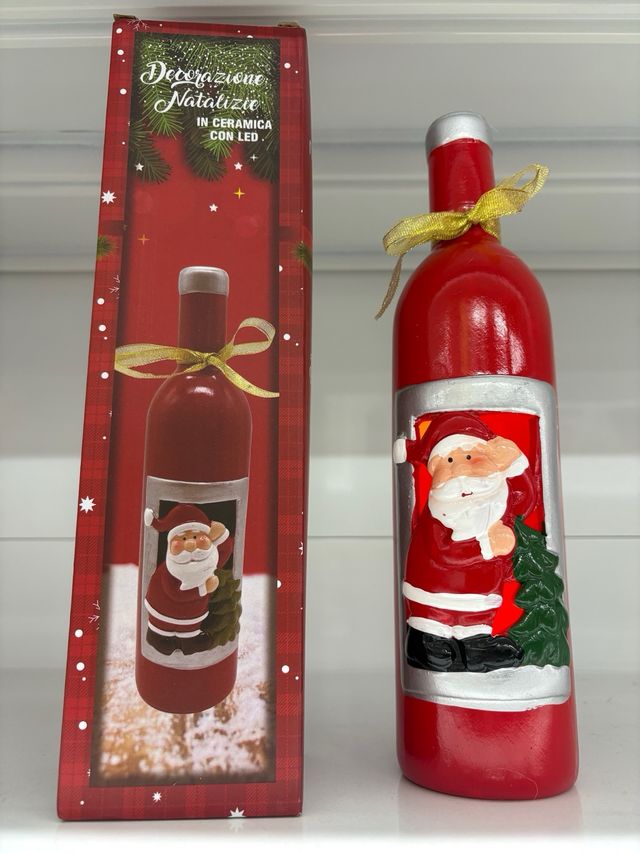 Decorazione Natalizia Bottiglia Ceramica LED