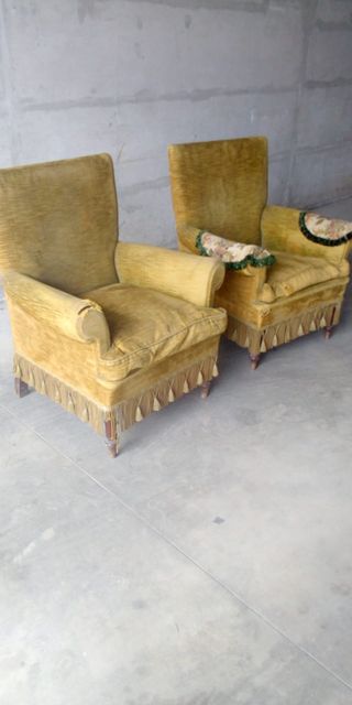 Coppia Poltrone vintage velluto oro anni '60