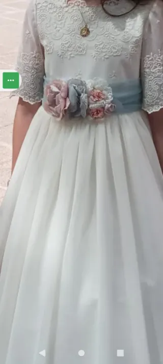 Traje de Comunión Blanco con Lazo Azul