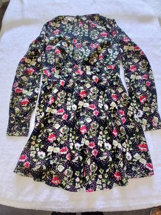 Vestido estampado flores manga larga