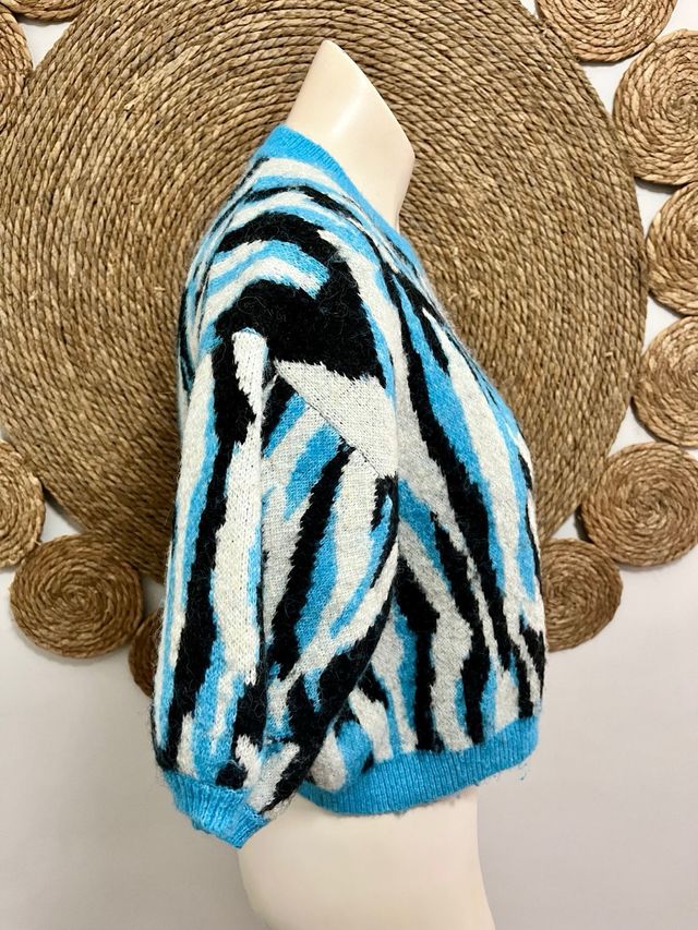 Jersey Zara Jacquard Azul y Negro