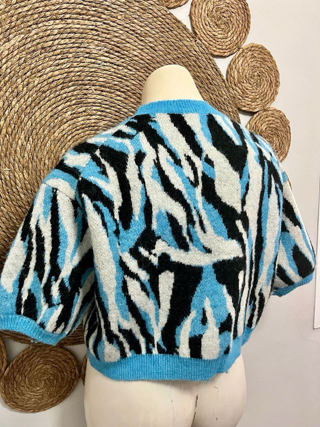 Jersey Zara Jacquard Azul y Negro