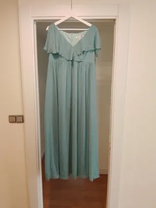 Vestido largo verde azulado