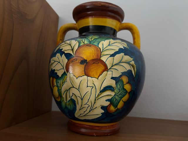 Juego de 3 jarrones de cerámica decorados