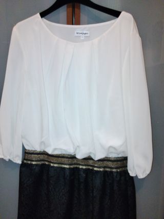 Vestido Bsb Blanco y Negro Talla S
