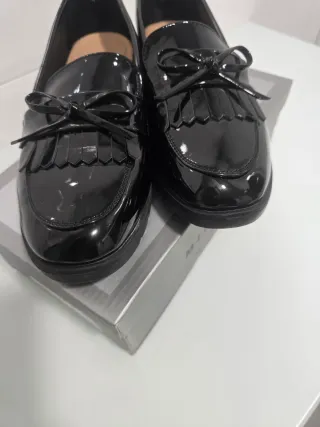 Mocasines charol negros mujer