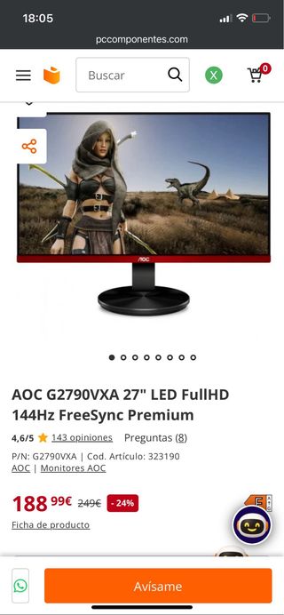 Monitor 144Hz  AOC G2790VXA 
