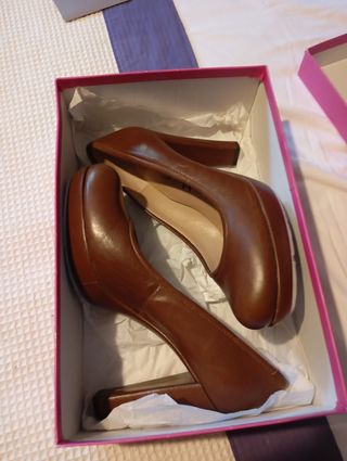 Zapatos Unisa Marrón Tacón Plataforma piel precios