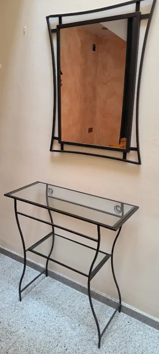 Mueble recibidor forja y espejo