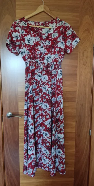 Vestido verano largo estampado floral rojo