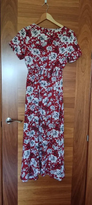 Vestido verano largo estampado floral rojo