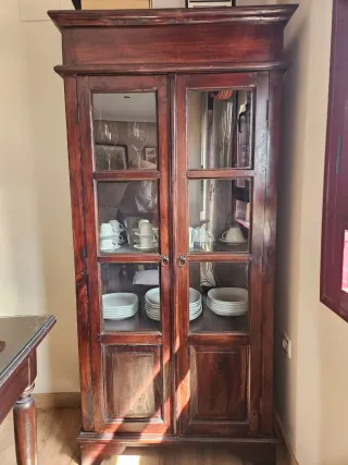 Vetrina in legno di teak e vetro