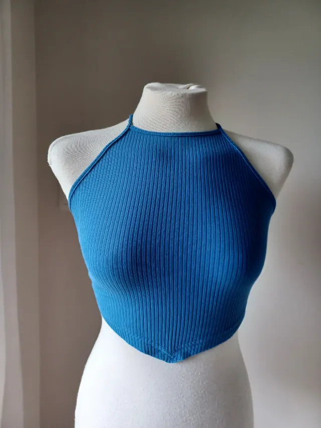 Top azul halter
