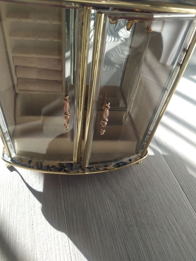 Joyero floral plástico espejo interior