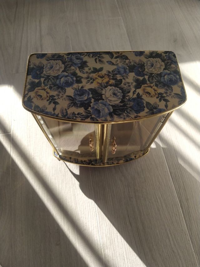 Joyero floral plástico espejo interior