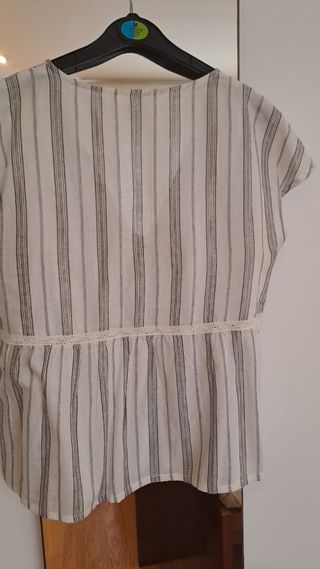 Blusa Springfield Rayas Beige y Gris