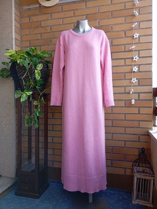 Vestido largo punto Zara rosa