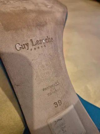 Guy Laroche – Sandalias de piel azul turquesa 39