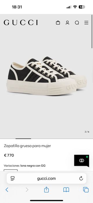 Zapatillas Gucci Negras y Blancas