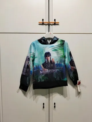 Felpa bambina cappuccio Mercoledì 4 anni