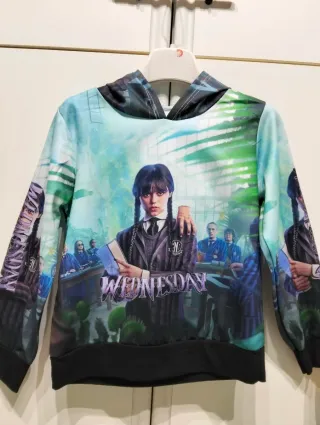 Felpa bambina cappuccio Mercoledì 4 anni