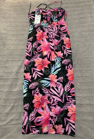 Vestido largo floral Zara