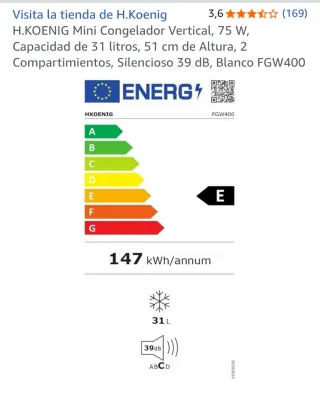 Mini Congelador H.Koenig Blanco FGW400