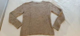 Jersey Pieces punto calado beige Talla M