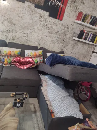 Sofá Cama Matrimonio Gris y Azul