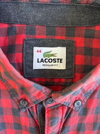 Camisa Lacoste Cuadros Rojo y Negro Talla L
