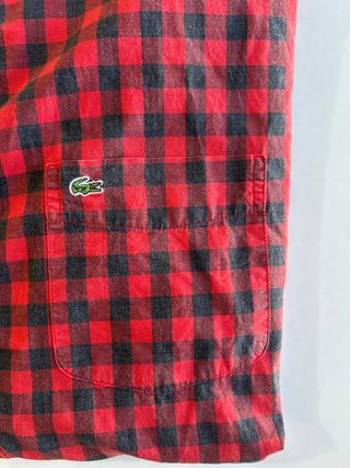 Camisa Lacoste Cuadros Rojo y Negro Talla L