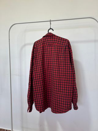 Camisa Lacoste Cuadros Rojo y Negro Talla L