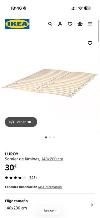 Estructura de cama | IKEA Neiden 140x200 cm, pino